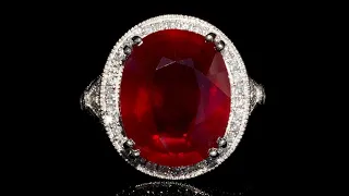Red Ruby Diamond Ring CERTIFIED 14k White Gold Pigeon Blood Natural 13.46 TCW Cocktail Estate GEM