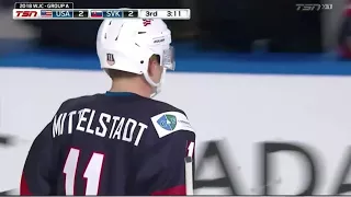 Casey Mittelstadt with a highlight reel goal to tie the game for the United States against Slovakia