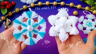 ⭐🎄 2 Super Easy Snowflake Making Ideas with Wool ❤️️ DIY Amazing Christmas Crafts with Yarn 🎄