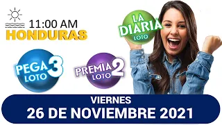 Sorteo 11 AM Resultado Loto Honduras, La Diaria, Pega 3, Premia 2, VIERNES 26 de noviembre 2021