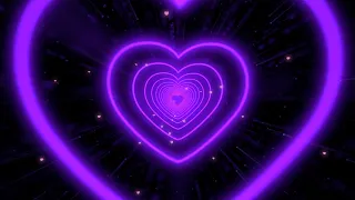 Beautiful 💜Purple Heart Background ✨Neon Lights Love Heart Tunnel Loop [2 Hours]