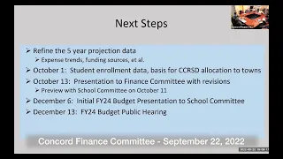 Concord Finance Committee September 22, 2022