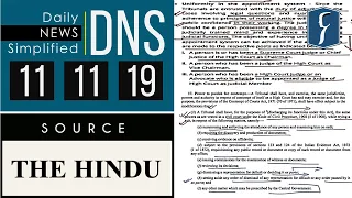 Daily News Simplified 11-11-19 (The Hindu Newspaper - Current Affairs - Analysis for UPSC/IAS Exam)