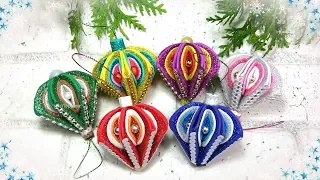 Новогодние елочные игрушки своими руками из фоамирана / diy christmas ornaments glitter foam