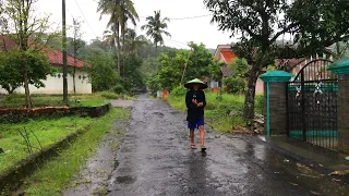 Walk Enjoying Heavy Rain in Beautiful Natural Village | Relaxing and Very Cool | ASMR Rain Sounds