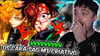 (COITADOOOO!) REAGINDO ao Tanjiro VS. Zenitsu VS. Inosuke | Combate de Rimas | REACT // NaiReact