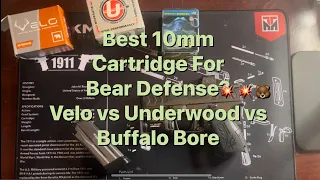 Best 10mm Cartridge for Bear Defense: Velo vs Underwood vs Buffalo Bore