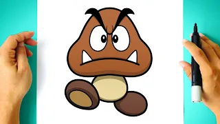 How to DRAW GOOMBA - Super Mario Bros