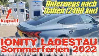 Elektroauto Ladestau bei IONITY - Sommerferien 2022