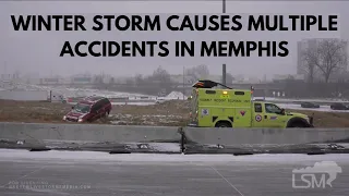 1-15-2024 Memphis, TN Snow causes accidents - Sots - Drone - I55 Closed