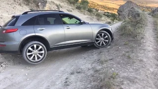 Off road-Freerider turn around Диагональное вывешивание Infiniti fx35 s50,Крым Белая скала,Белогорск