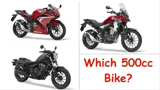 Honda Rebel 500 vs CB500X vs CBR500R Smaller Bike Comparison