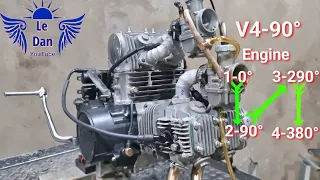 I converted the regular engine to a 4-cylinder, V4 90°