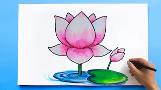 Lotus Drawing 💮| How to draw Lotus Flower step by step easy