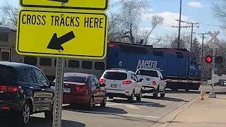 Metra Train Going Inbound in West Chicago, Illinois on a Cool Day.