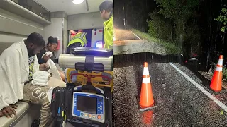 Texas couple, toddler rescued after car plunges into 25-foot hole caused by heavy rain