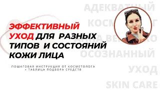 ОСНОВНЫЕ ПРИНЦИПЫ❗️ ЭФФЕКТИВНЫЙ УХОД  ДЛЯ  РАЗНЫХ ТИПОВ  И СОСТОЯНИЙ  КОЖИ ЛИЦА + схема подбора