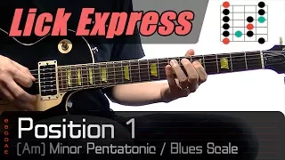 Minor Pentatonic Position 1 / Rock Blues Funky Licks (Am) + TABS