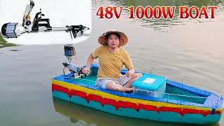 How to make Boat Using Foam and 48v 1000W Reducer Motor