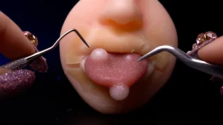 [ASMR] Perfect Sounds! Treat Silicone Mouth and Tongue on Mannequin [Shedding, Acne]