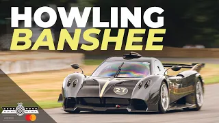 Pagani Huayra R with N/A 9,000rpm V12 screams up Goodwood Hill