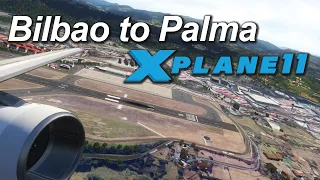 X plane 11 passenger view full flight | Bilbao to Palma | Plane takeoff and landing inside view