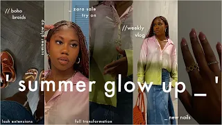 weekly vlog| glow up with me for a hot girl summer 💅🏽 (boho braids, lashes, nails & more)