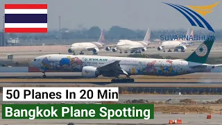 Bangkok International Airport | 50 Planes In 20 Min | Plane Spotting