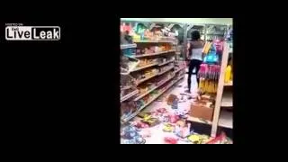 LiveLeak - Woman destroys a gas station store