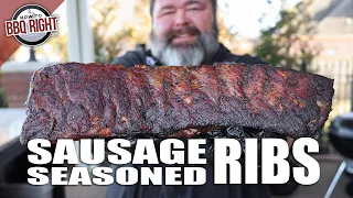 A NEW Way to Smoke Savory BBQ Ribs... Sausage Seasoned Rib Recipe