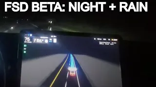 Tesla FSD Beta 11.4.3 Night + Heavy Rain