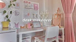 aesthetic desk makeover 🎀 | pinterest inspired ✨ |