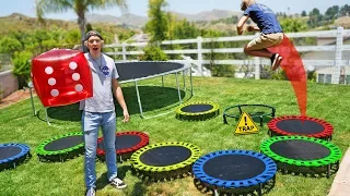 GIANT Trampoline Board Game in our Backyard!! *DONT LAND ON TRAPS*