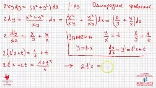 18+ Математика без Ху%!ни. Дифференциальные уравнения. Однородное уравнение.