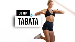 30 MIN KILLER TABATA HIIT Cardio Home Workout - No Equipment (with warm up + cool down)