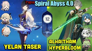 NEW Spiral Abyss 4.0 | C2 Yelan Taser & C0 Alhaitham Hyperbloom | 12 floor (9 stars) Genshin Impact