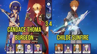 (F2P) C0 CANDACE C6 THOMA Burgeon & C0 CHILDE Sunfire | 3.4 Spiral Abyss Floor 12 | Genshin Impact