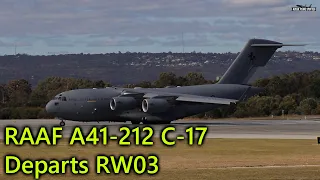 RAAF (A41-212) Boeing C-17 Globemaster III Departs RW03 at Perth Airport