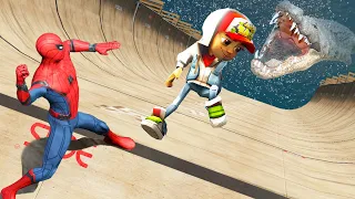 GTA 5 Water Ragdolls Spiderman vs Subway Surfers Jumps/Fails (Euphoria Physics Funny Moments)