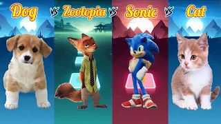 Dog vs Zootopia vs Sonic vs Cat | Tiles Hop: EDM Rush!