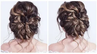 Soft relaxed bridal/wedding/party updo, great for curly hair. A quick hairstyle for long/medium hair