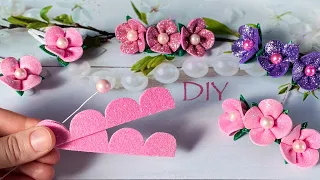 Цветы из глиттерного фоамирана за 5 минут Заколка Клик Клак DIY Glitter Foam Flower