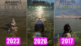 Assassin's Creed Mirage vs Valhalla vs Origins | Physics and Details Comparison