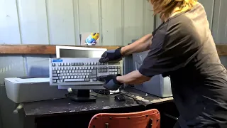 Angry Office Man Destroys Computer At New Job