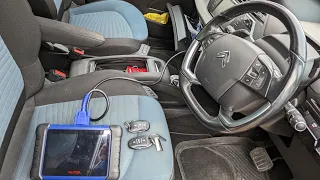 Citroen C4 Picasso Spare remote KEY.  Using Autel IM 508. OBD location, AKL, Cum se face, Tutorial