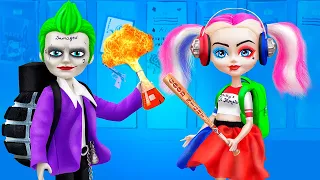 12 DIY Barbie Doll School Supplies and Crafts / Harley Quinn and Joker