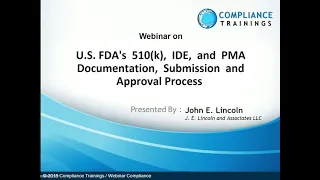 U.S. FDA’s 510(k), IDE, and PMA Documentation, Submission and Approval Process