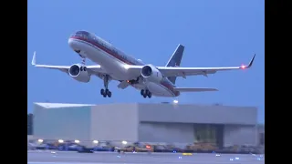 Rainy Trump 757 take off, DTW