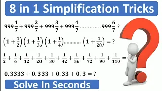 8 in 1 Simplification Trick | Maths Trick | imran sir maths