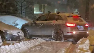 Audi Q5 застрял в лёгком снегу. Полный привод quattro